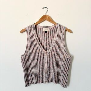 Universal Thread Ribbed Knit Button Front Sweater Vest Multicolor Size M